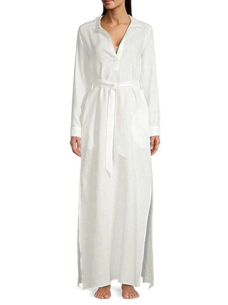 Pour Les Femmes Linen Maxi Shirtdress 3