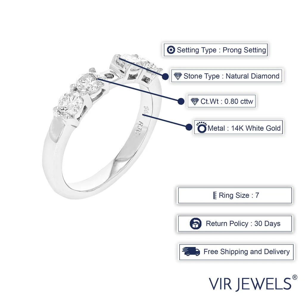 Vir Jewels 0.80 cttw Semi Mount Diamond Engagement Ring 14K White Gold Round Bridal 4