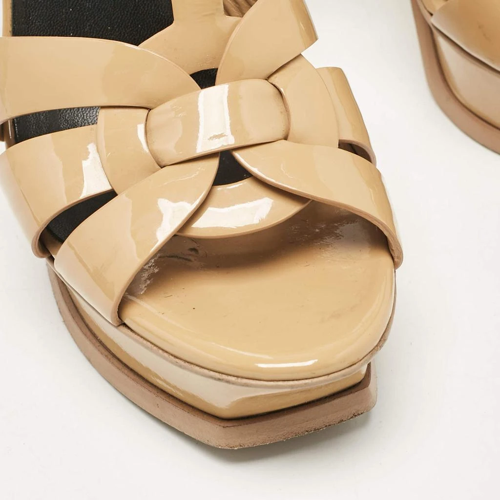 Yves Saint Laurent Saint Laurent Beige Patent Leather Tribute Sandals Size 37.5 7