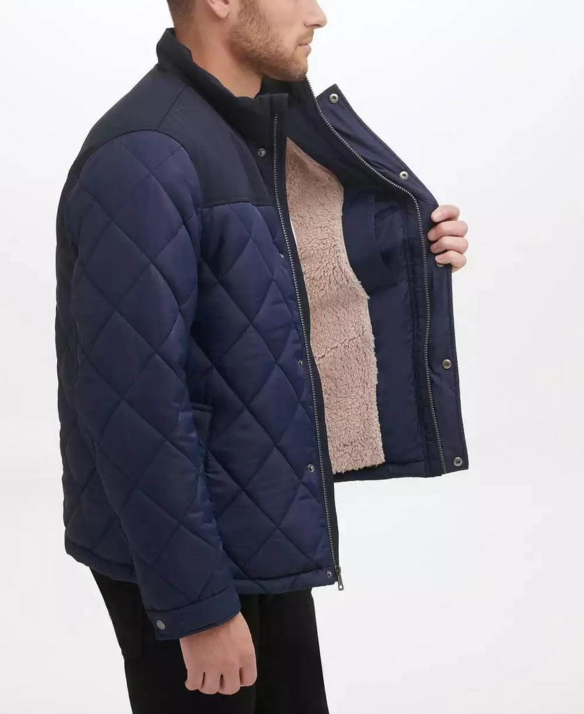 Cole Haan Men's Mixed Media Diamond Quilt with Faux Sherpa Lining Coat 2