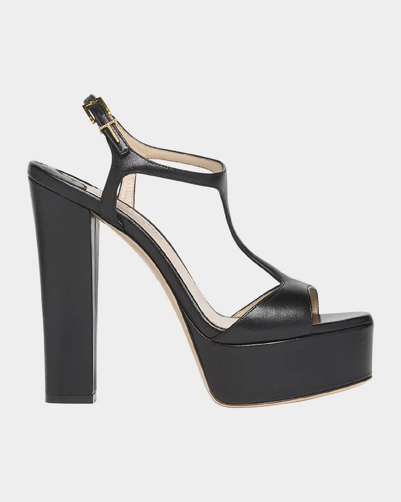 Tom Ford Leather T-Strap Platform Sandals 1