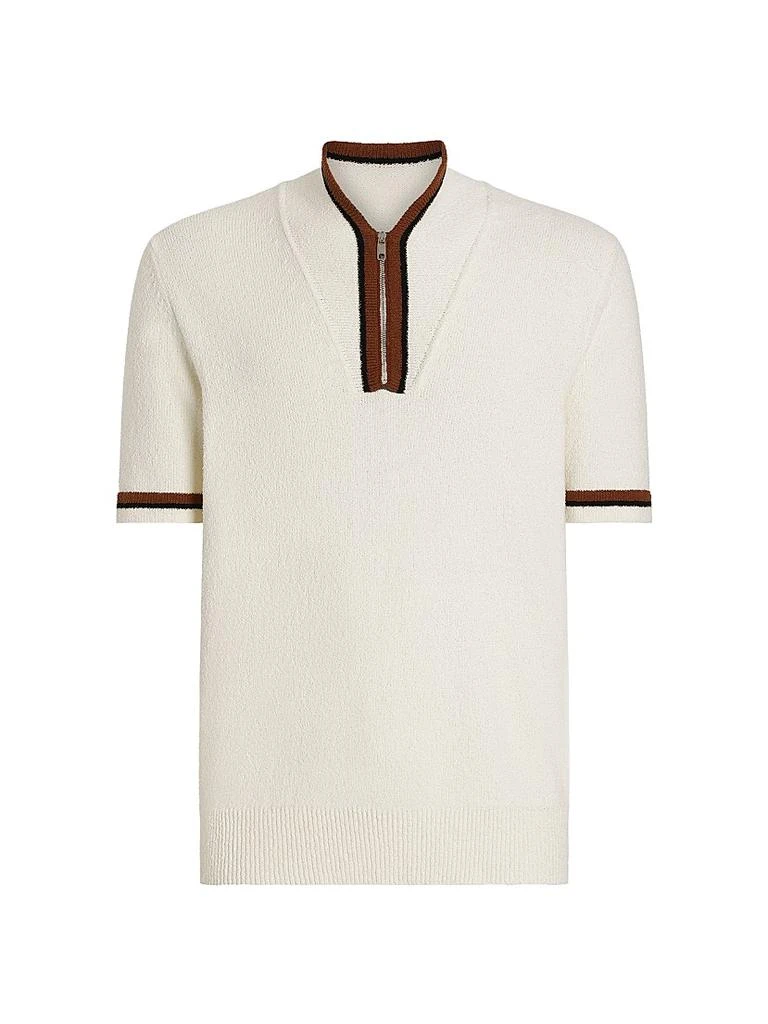Dolce
Gabbana Cotton-Blend Knit Zip-Front Polo Shirt 1
