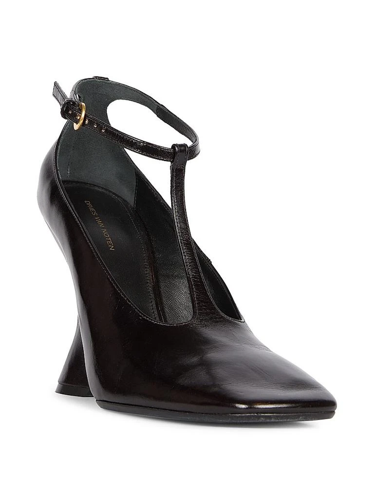 Dries Van Noten 105MM Leather Wedge-Heel Pumps 2