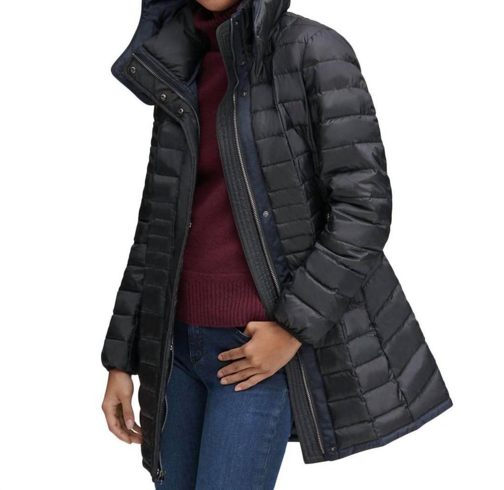 Andrew Marc Andrew Marc - Removable Hood Marble Quilted Down Jacket