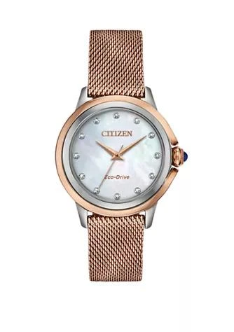 Citizen Womens Citizen Ceci Pink Gold Tone Stainless Steel Bracelet Watch 1