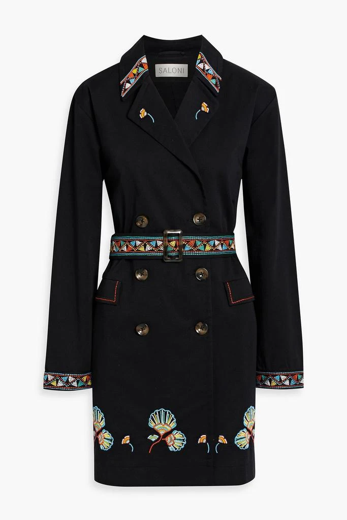 Saloni Summer embellished cotton-blend twill trench coat 1