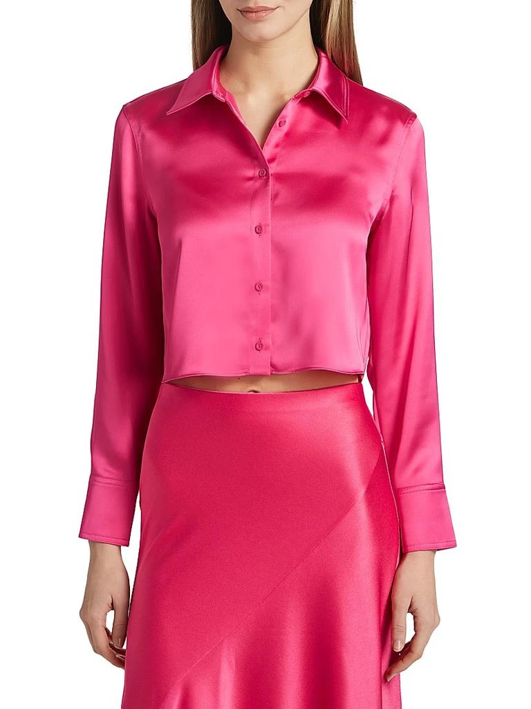 Alice + Olivia Leon Satin Crop Shirt 3
