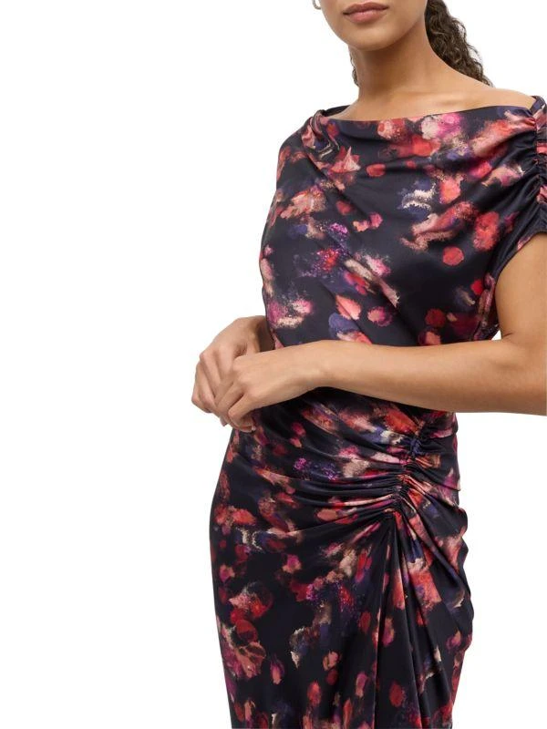 A.L.C. Poppy Printed Draped Silk-Blend Gown 5