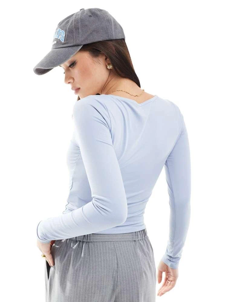 HOLLISTER Hollister square neck long sleeve top in blue 4