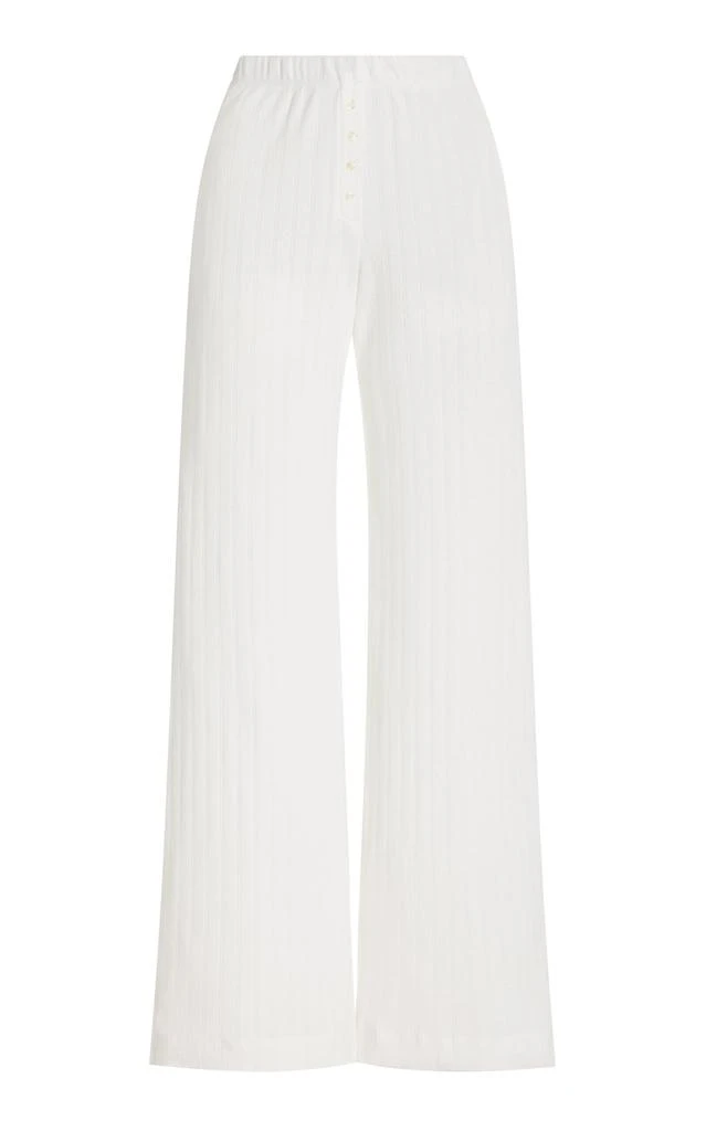 Leset Leset - Pointelle-Knit Cotton Boxer Pants - White - XS - Moda Operandi 1
