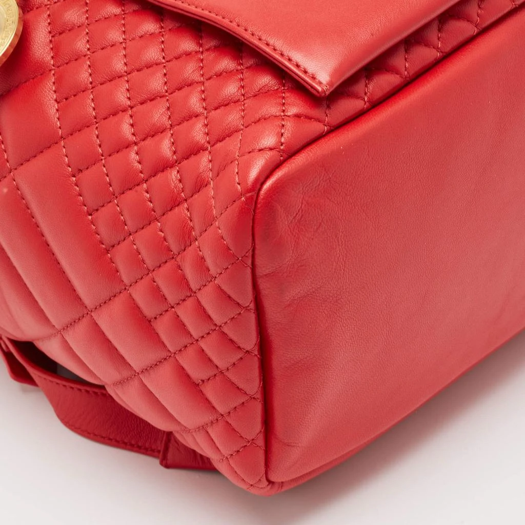 Versace Versace Red Quilted Leather Medusa Tribute Drawstring Backpack 12