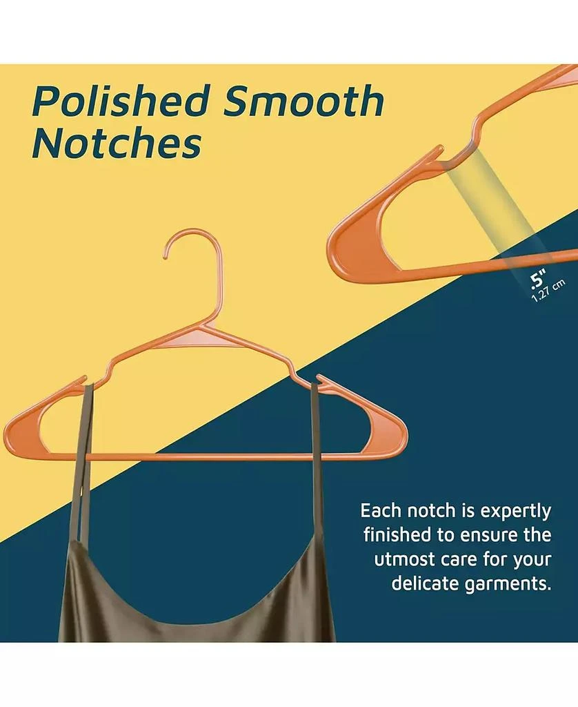 Lifemaster heavy-duty plastic hangers for clothes, dresses 
coats non-slip grooves, space-saving design, holds 5 lbs 120-pack, orange. 6