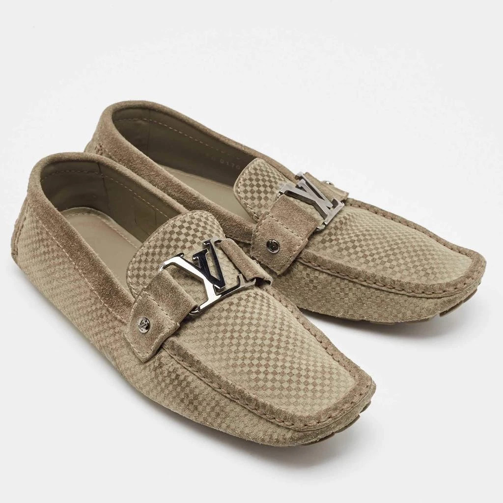 Louis Vuitton Louis Vuitton Grey Suede Damier Ebene Check Monte Carlo Loafers Size 42 4