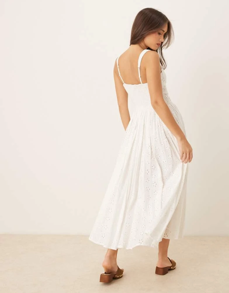 Lace & Beads Lace & Beads broderie cotton corset midaxi dress in white -  Dresses & Skirts - Free Shipping - BeyondStyle