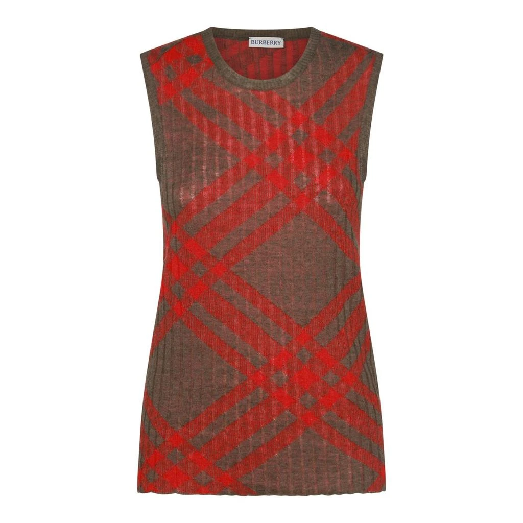 Burberry Burberry Check-Pattern Ribbed-Knit Sleeveless Top from Cettire