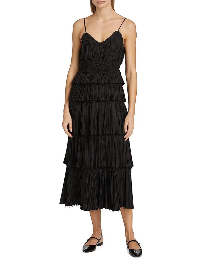 Sea Plissé Ruffled Midi-Dress 3