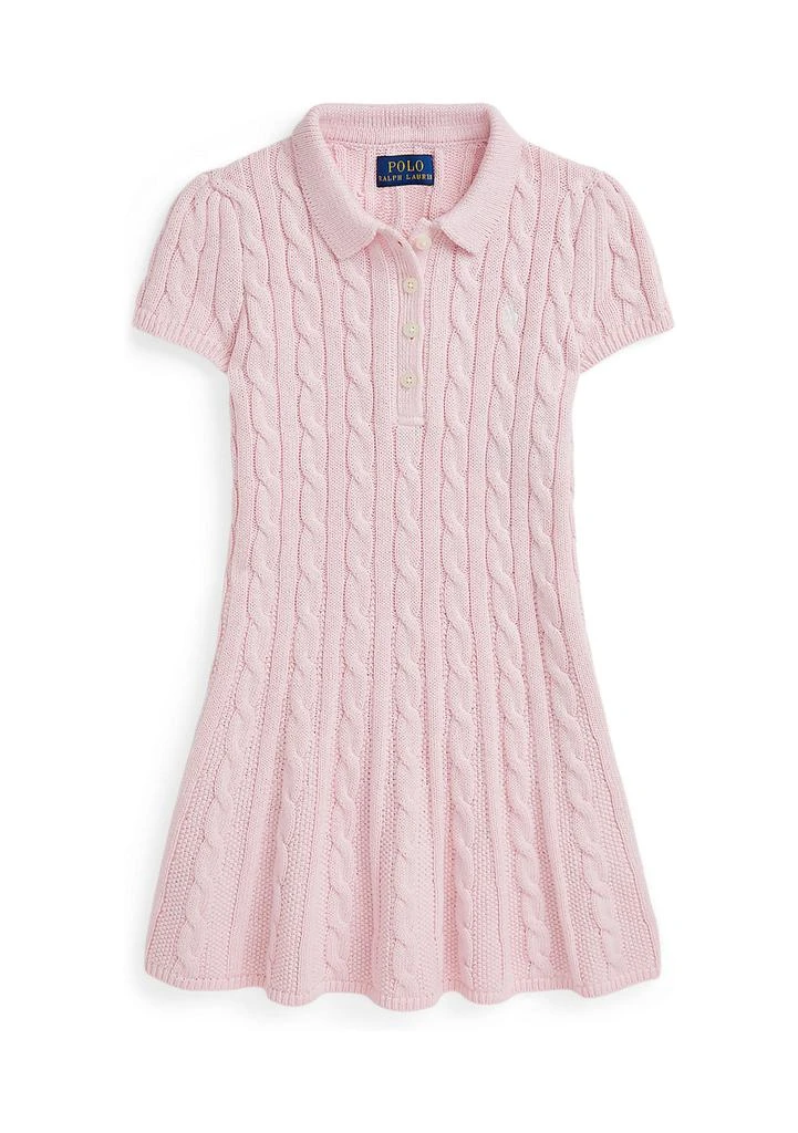 Ralph Lauren Girls 4-6x Cable Knit Cotton Polo Sweater