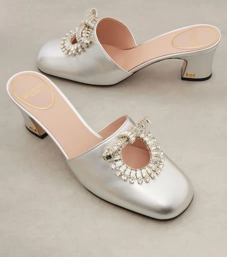 Valentino Adamantine 60 metallic leather mules 5