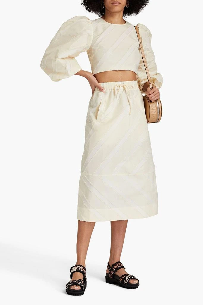 Ganni Cropped frayed taffeta top 2