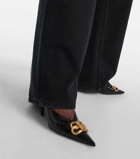 Balenciaga Square Knife BB 80 metallic leather mules 7