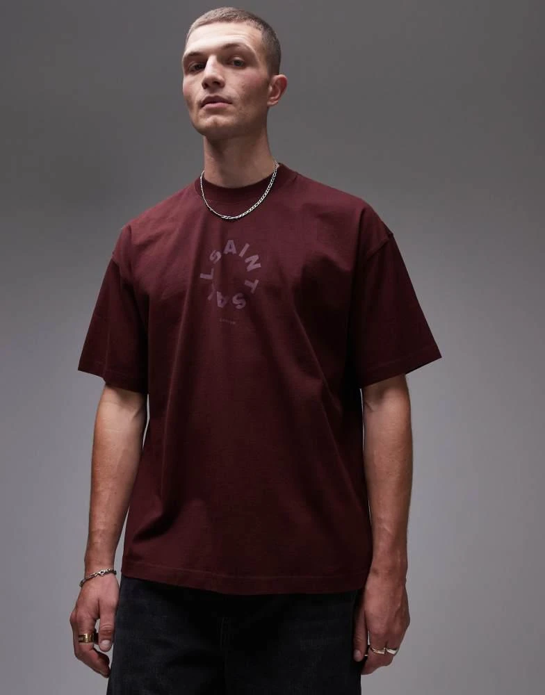 ALL SAINTS AllSaints Tierra oversized t-shirt in deep red 4
