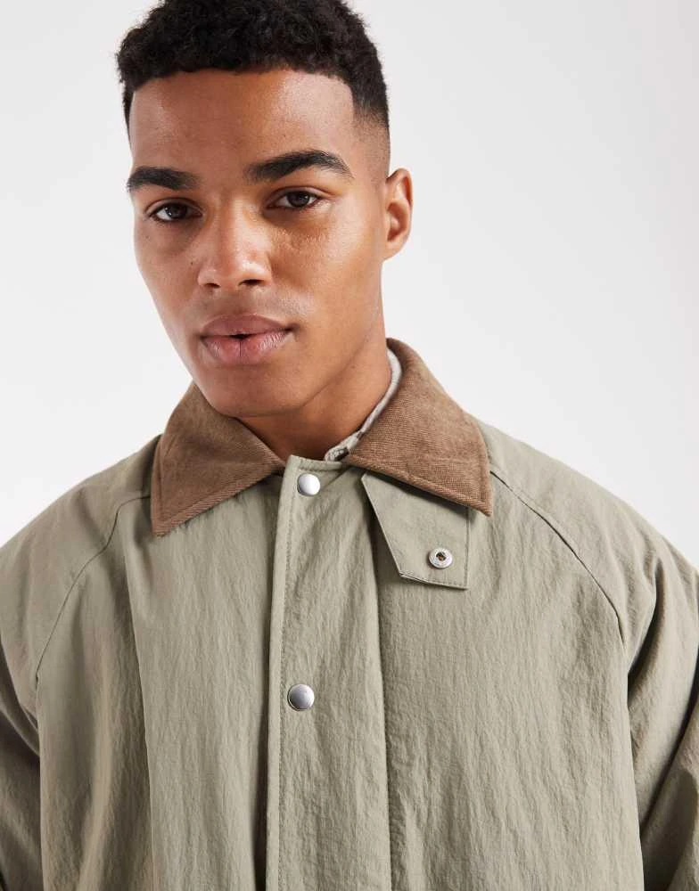ASOS ASOS DESIGN oversized mid length barn jacket in light khaki 3