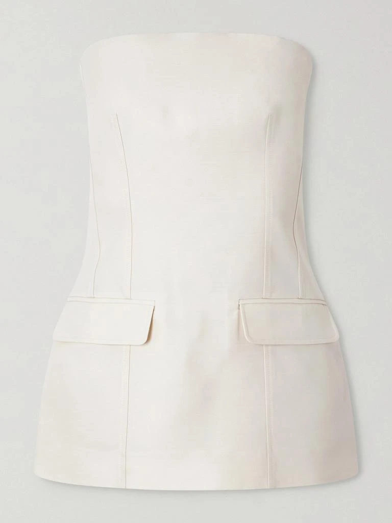 Totême Strapless Darted Wool And Silk-blend Crepe Bustier Top
