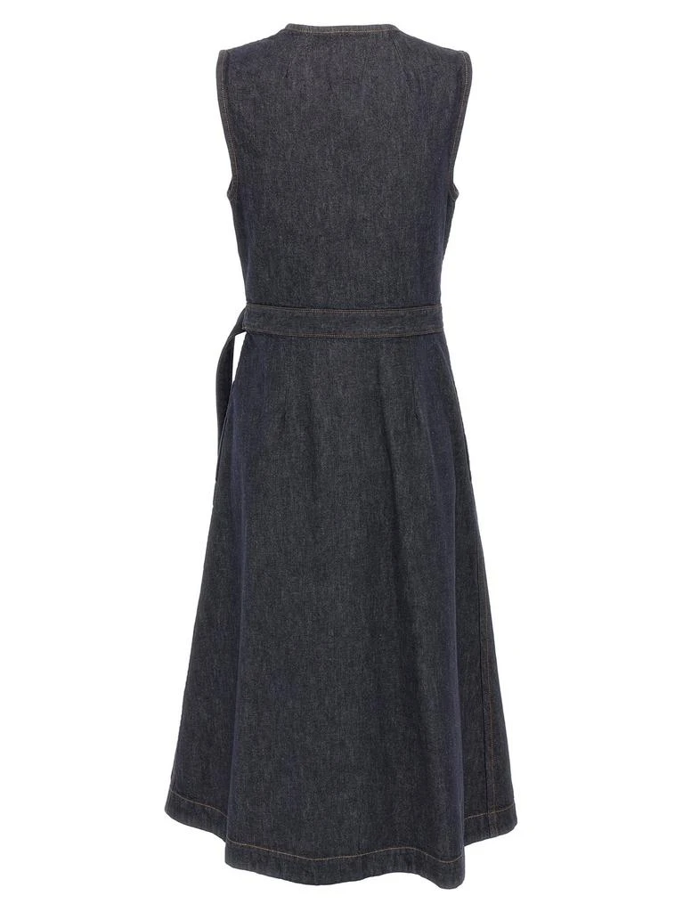 navy blue dress for baby girl Theory Linen Sleeveless Fit & Flare Wrap Dress