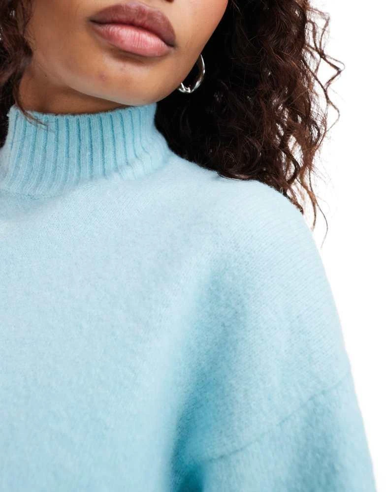Monki Monki knitted turtleneck sweater in blue 3