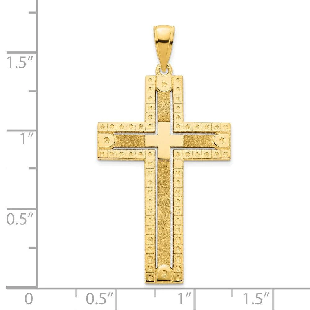 Diamond2Deal 14k Yellow Gold Fancy Sandblasted Cross Pendant 2