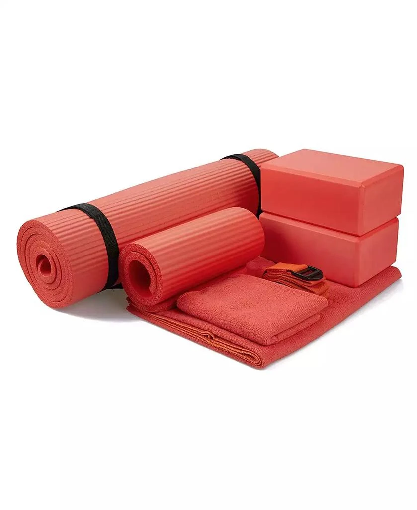 BalanceFrom Fitness BalanceFrom 7 Piece Yoga Set, with Mat 
Towel, Home Workout Equipment, Red