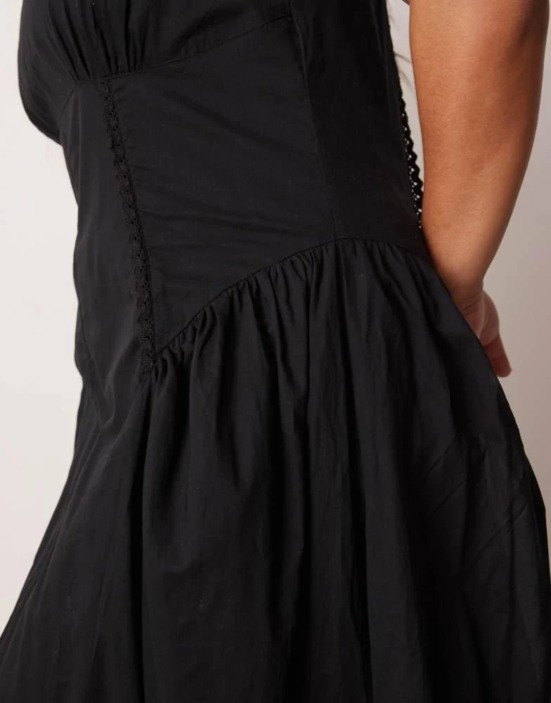 ASOS ASOS DESIGN Curve prairie square neck maxi dress with dropped waist in black 4