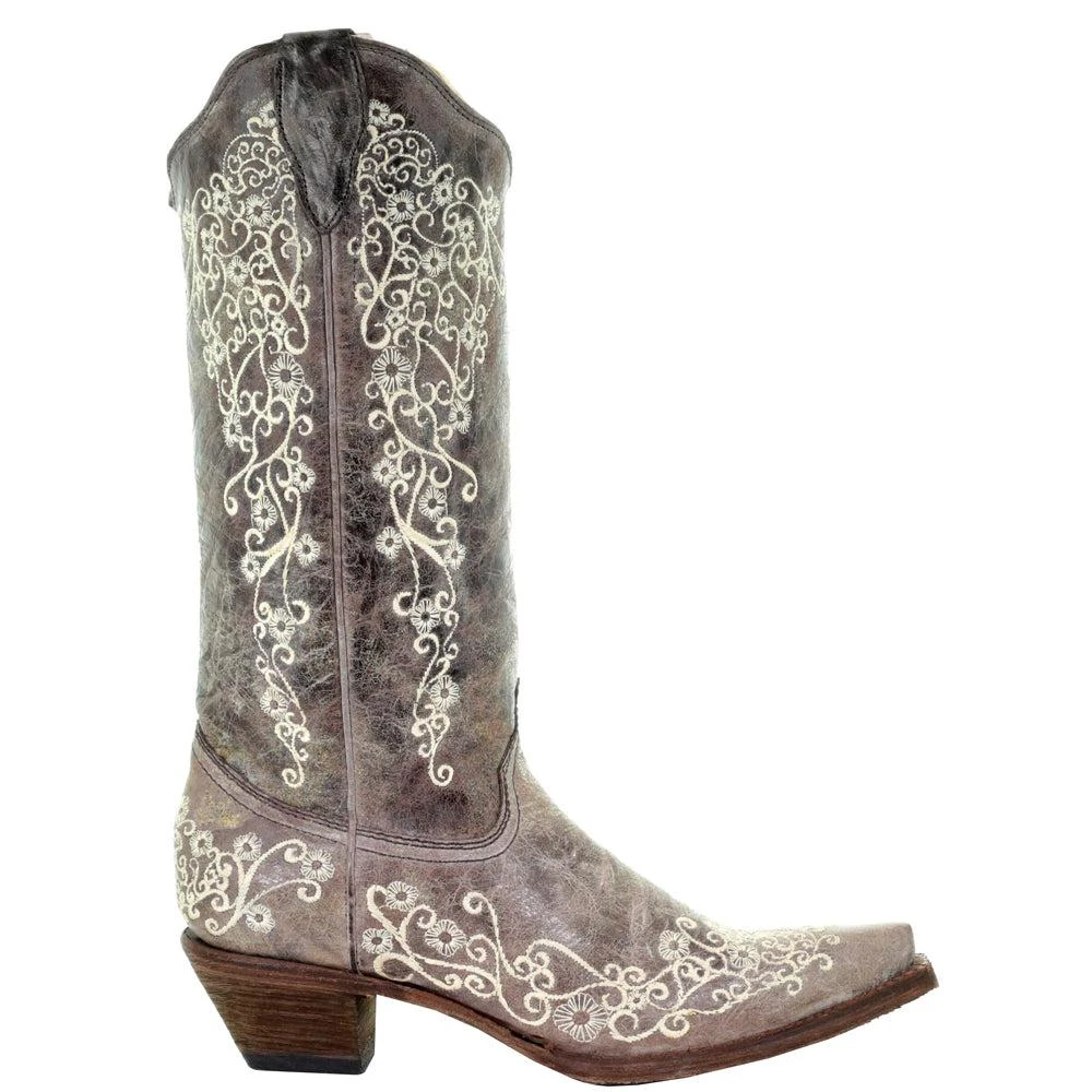 Corral Boots Embroidered Snip Toe Pull On Cowboy Boots