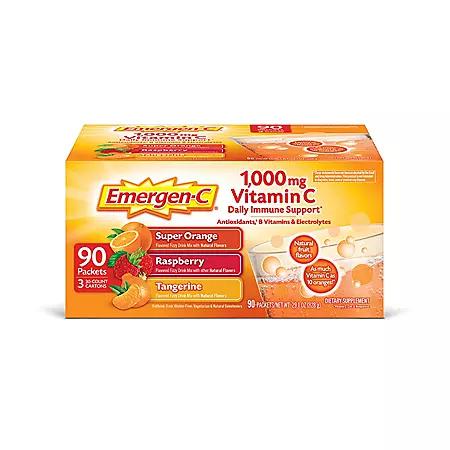 Emergen-C Emergen-C Vitamin C 1000mg Powder with Antioxidants Fizzy Drink Mix, 90 ct.