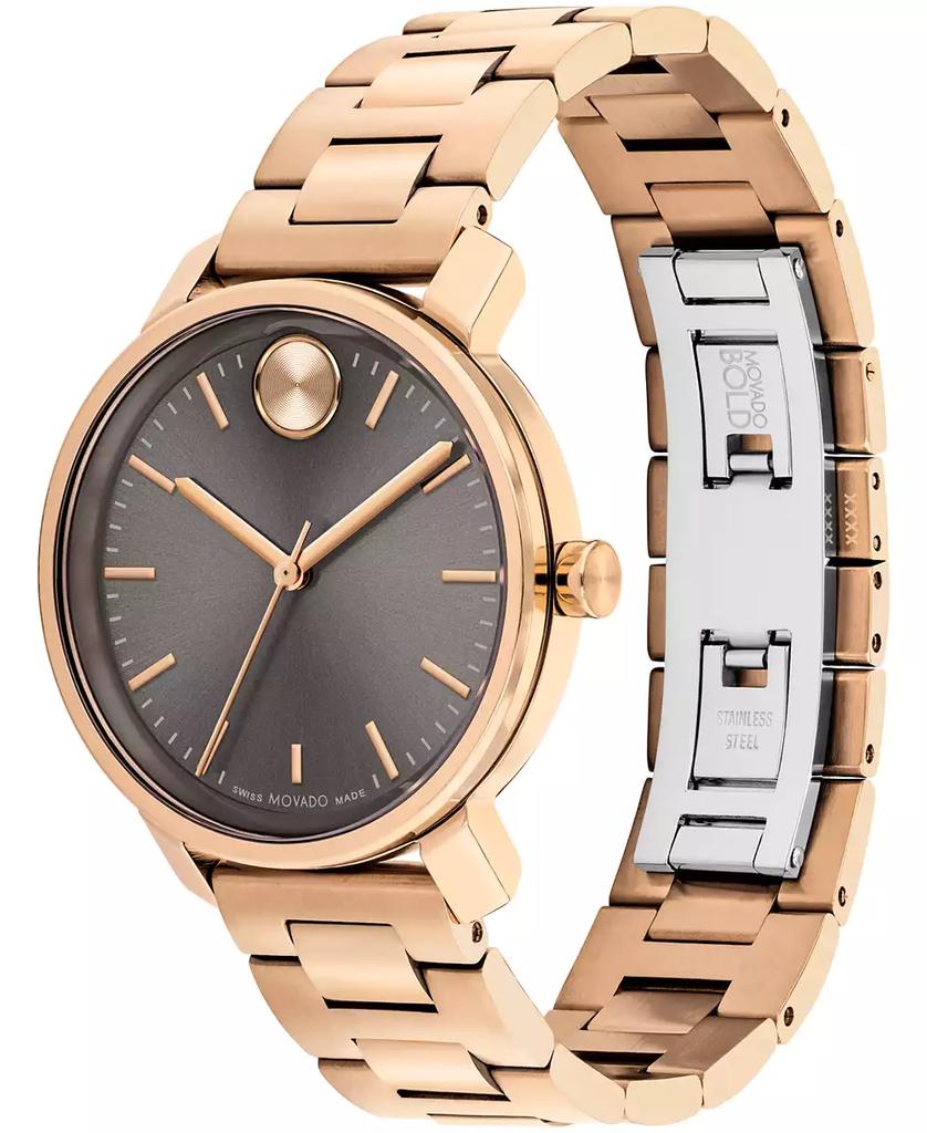 Movado Women's Bold Access Swiss Quartz Ionic Plated Carnation Gold Steel Watch 34mm