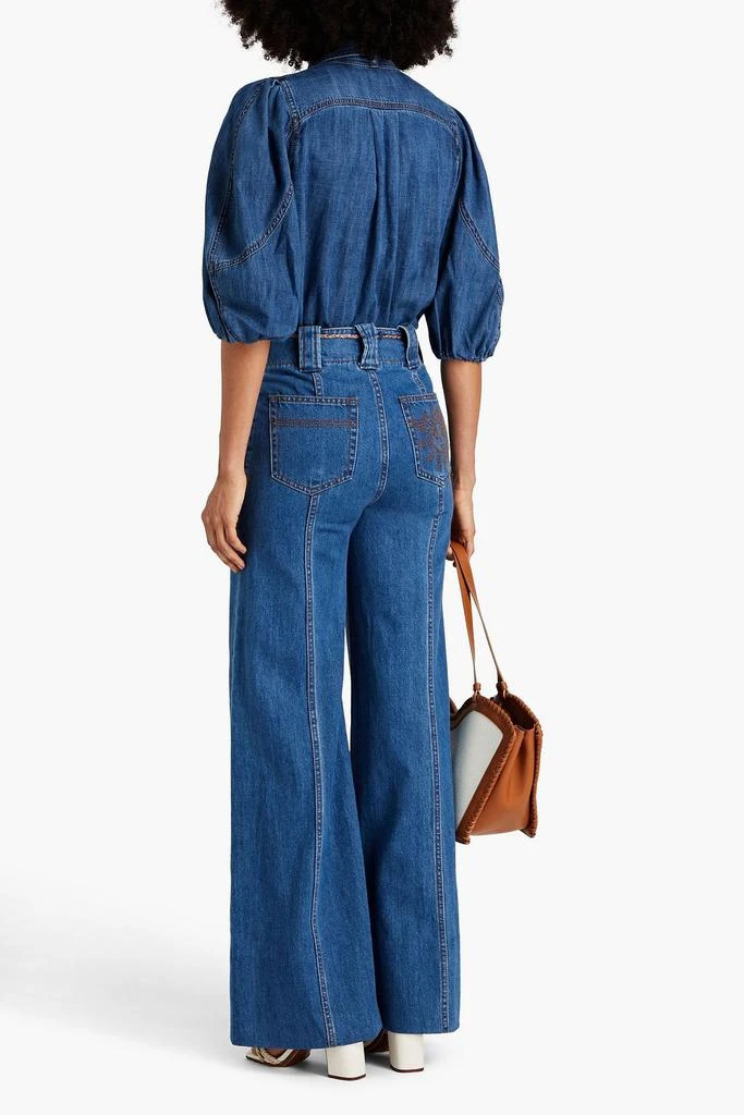 Zimmermann Embroidered high-rise wide-leg jeans 3