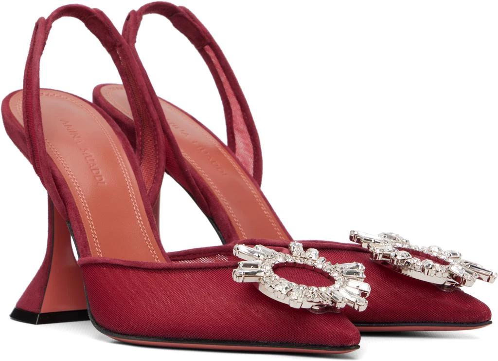 Amina Muaddi Burgundy Begum Mesh 95 Sling Heels 4