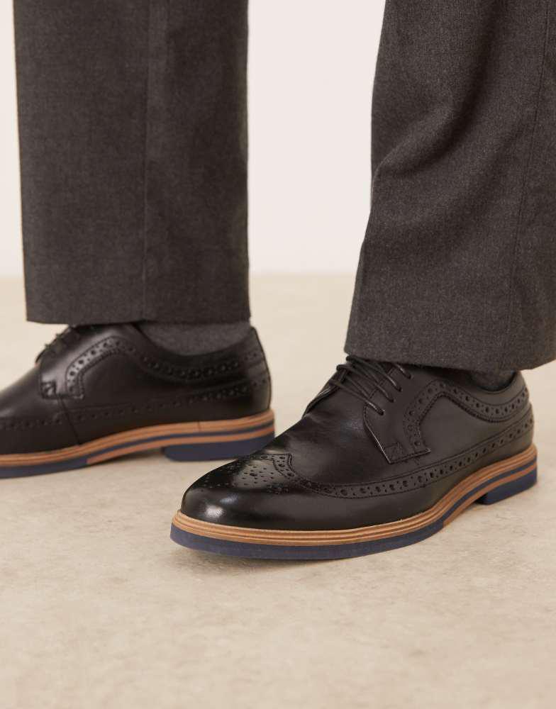 ASOS ASOS DESIGN lace up brogue shoes in black leather