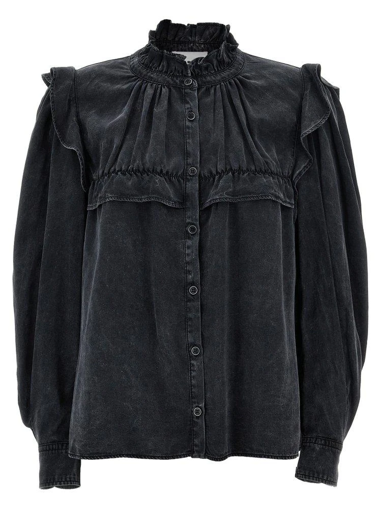Isabel Marant Étoile Isabel Marant Étoile Idety Ruffled Denim Shirt 1