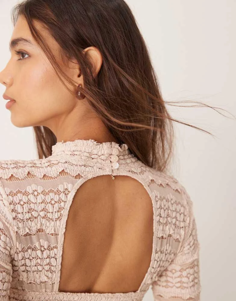 Free People Free People angelina lace bodysuit in neutral 4