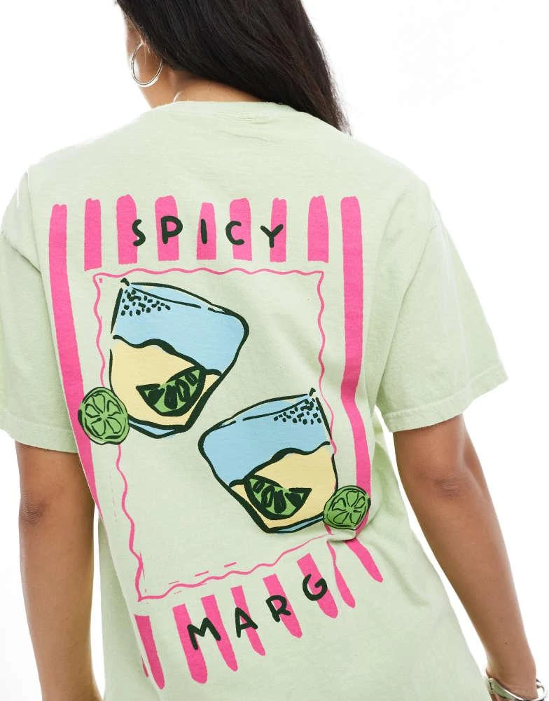 Miss Selfridge Miss Selfridge spicy marg oversized graphic tee in green 1