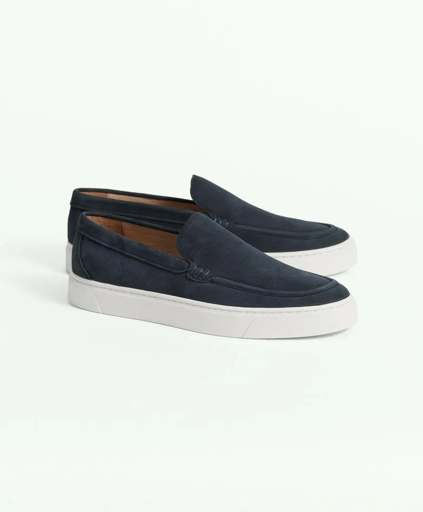 Brooks Brothers Men\'s Navy Hampton Slip-On Suede Sneakers  Brand New Brooks Brothers Hampton Slip-On Sneakers - Navy | Editorialist main image 2