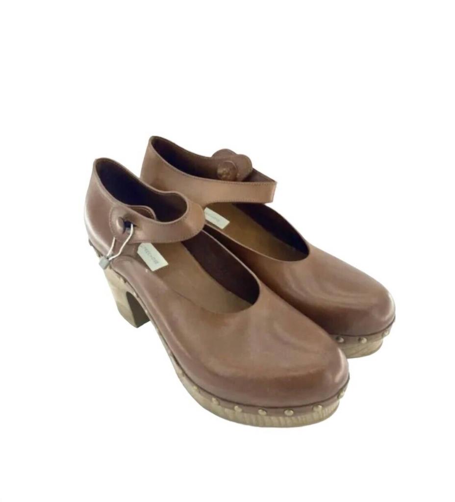 L'AUTRE CHOSE L'Autre Chose - Women's Leather Strap Wood Pumps Ankle Heels