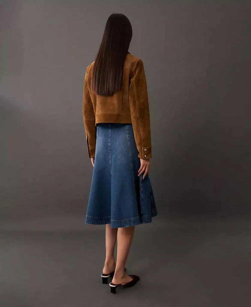 Mango Women's Contrast Seams Denim Skirt 2