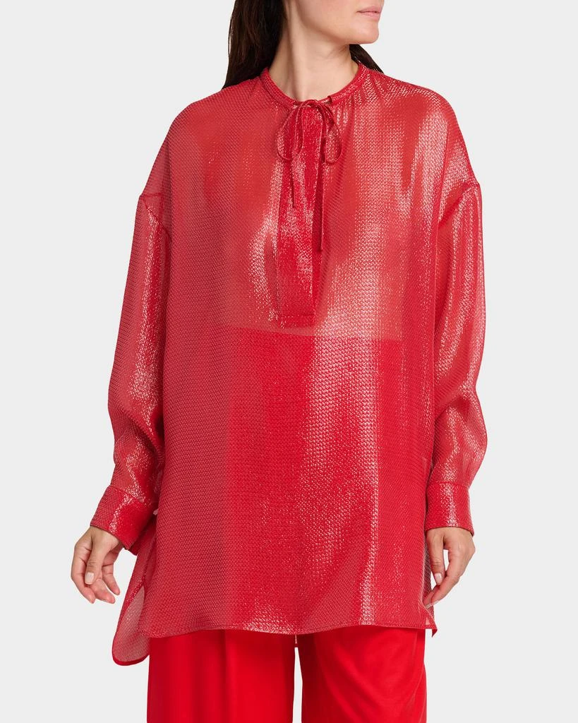 Emporio Armani Oversized Shiny Silk-Blend Tunic 4