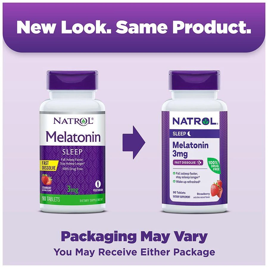 Natrol Melatonin 3mg, Sleep Support, Fast Dissolve Tablets Strawberry 3