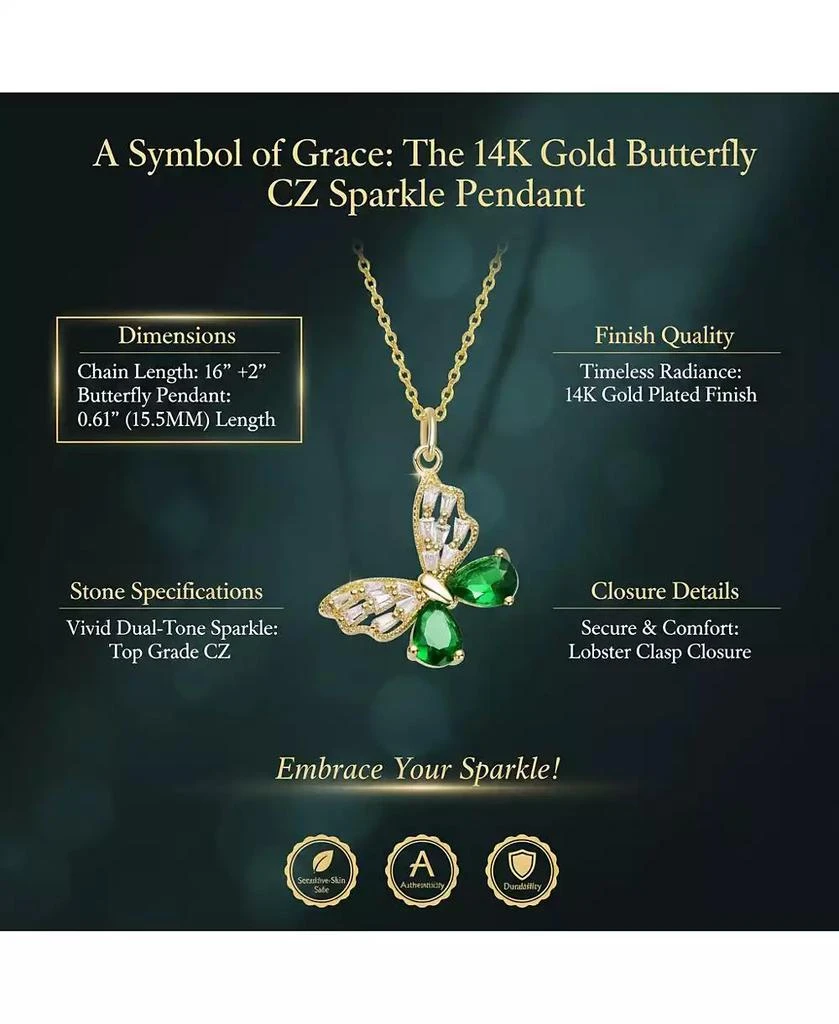 Rachel Glauber Sparkling 14K Gold Plated CZ Butterfly Pendant Necklace 4