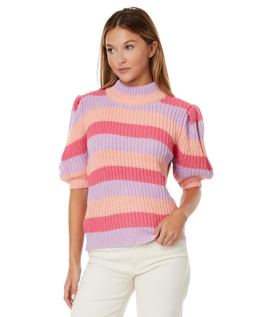 English Factory Stripe Mock Neck Sweater