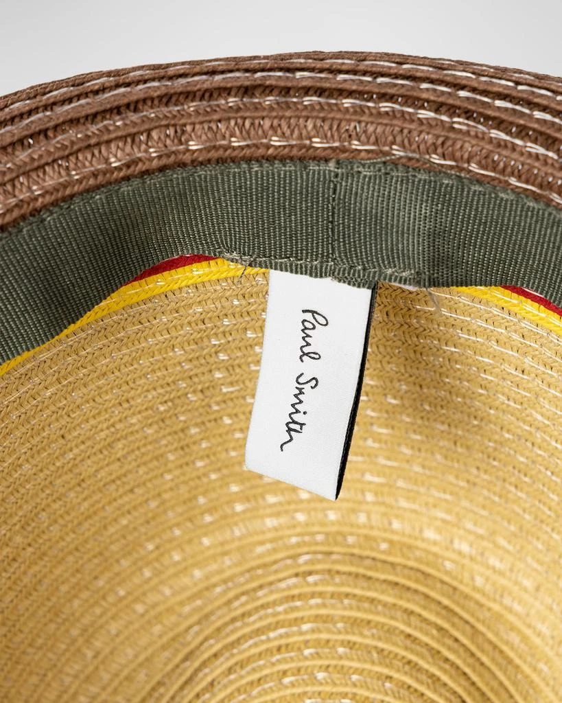 Paul Smith Men's Bright Stripe Straw Fedora Hat 4
