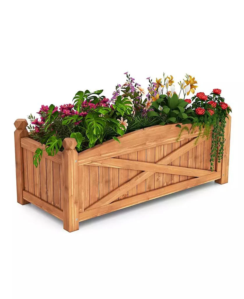 GOUUN Wooden Raised Garden Bed Drainage Holes for Patio Garden 4